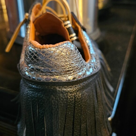 Leather Fringe Sneaker - Black - Picture 3 of 8